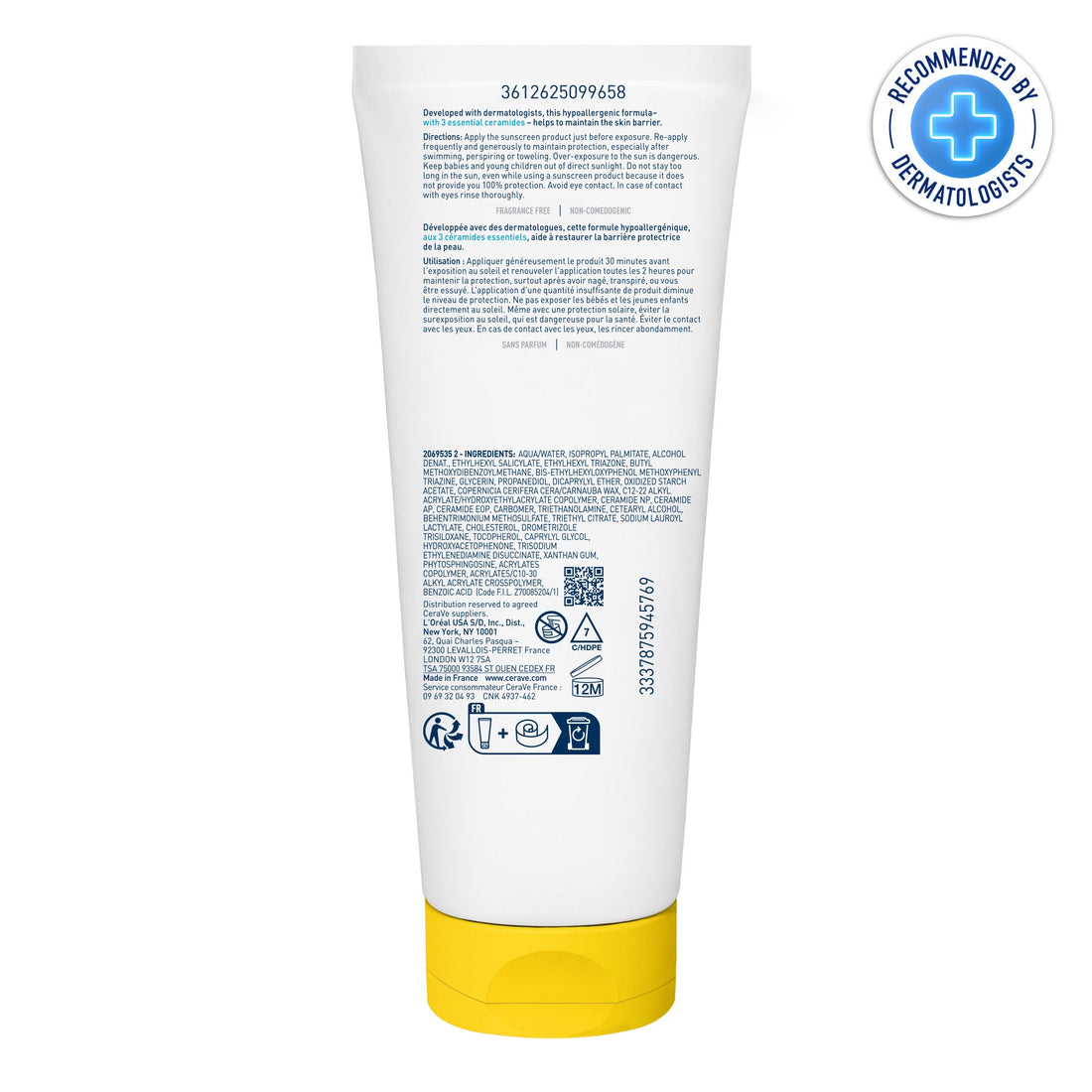 Cerave Lait Solaire Invisible Hydratant SPF50+ | Peau Normale à Sèche |Peau sensible | 75ml