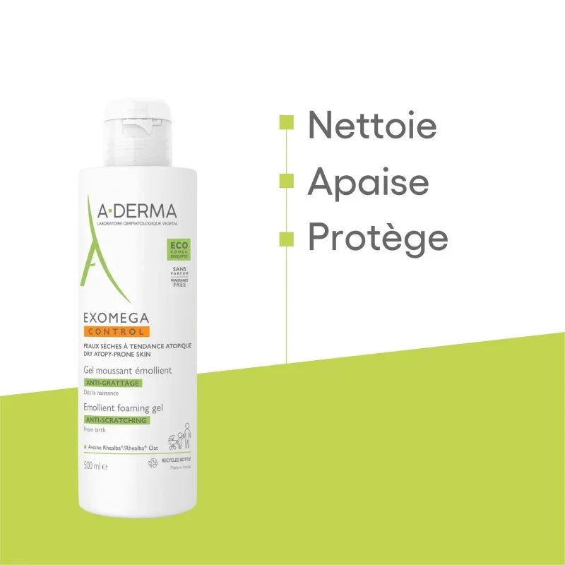 A-Derma EXOMEGA CONTROL Gel Moussant Émollient anti-grattage
