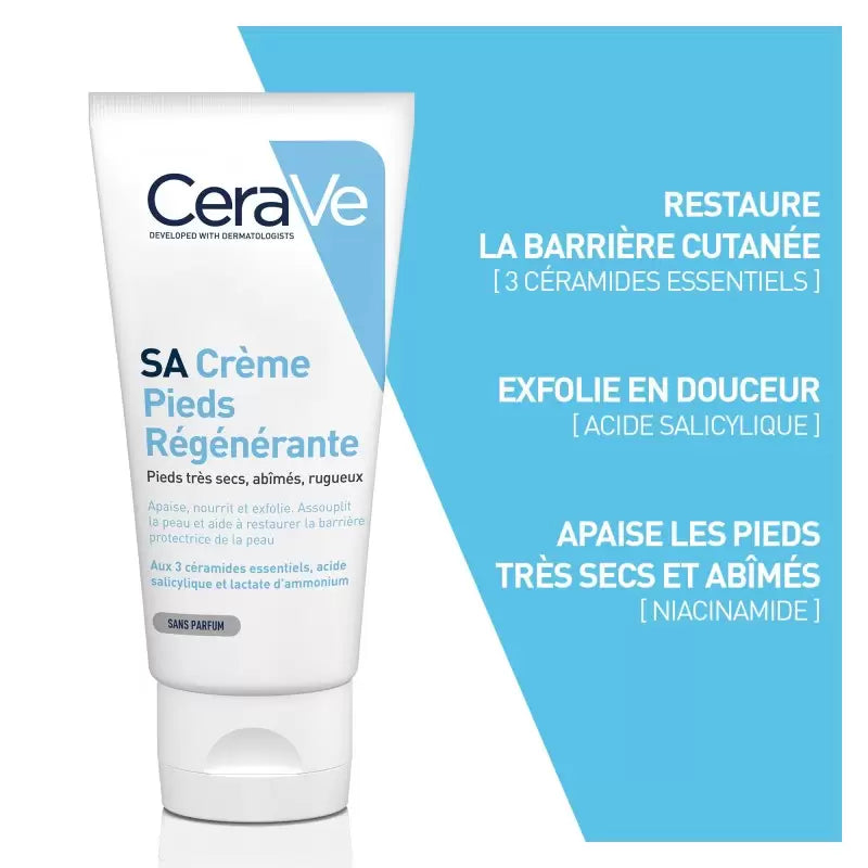 Cerave SA Crème Pieds Régénérante 88 ml – Hydratation & Réparation des Pieds Secs