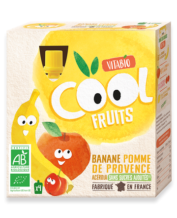 Vitabio Cool Fruits Banane Pomme de Provence 4X90G